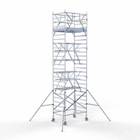 Euroscaffold Andamio móvil completo 135 x 190 x 8,2 m altura de trabajo incl. doble barandilla frontal