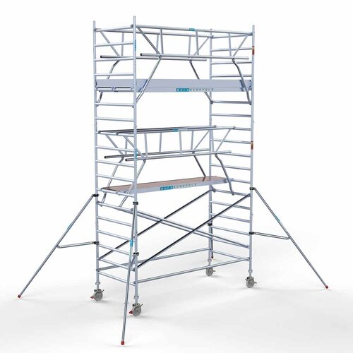 Andamio móvil 135 x 305 x 6,2 m altura de trabajo incl. doble barandilla frontal Euroscaffold Andamio móvil 135 x 305 x 6,2 m altura de trabajo incl. doble barandilla frontal