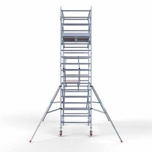 Andamio móvil completo 135 x 250 x 6,2 m altura de trabajo incl. doble barandilla frontal Euroscaffold Andamio móvil completo 135 x 250 x 6,2 m altura de trabajo incl. doble barandilla frontal