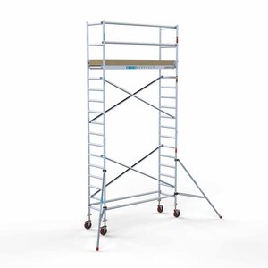 Euroscaffold Andamio móvil básico 75 x 250 x 6,2 m de altura de trabajo Euroscaffold Andamio móvil básico 75 x 250 x 6,2 m de altura de trabajo