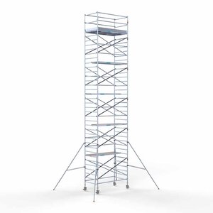 Euroscaffold Andamio rodante completo 135 x 250 x 12,2 m altura de trabajo Euroscaffold Andamio rodante completo 135 x 250 x 12,2 m altura de trabajo