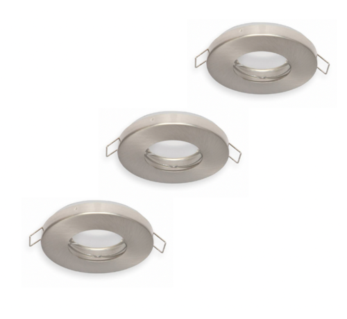 LED inbouwspot 3 stuks dimbaar - Badkamer IP44 - Satijn Nikkel Rond 5,5W 4000K helder wit licht - inbouwmaat 74mm