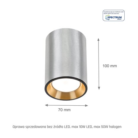 Spectrum voor de installateur LED plafondspot - Chloe mini P20 rond zilver / goud - GU10 fitting
