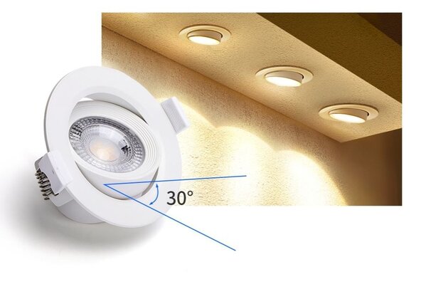 Aigostar LED inbouwspot - 5W vervangt 32W - 3000K warm wit licht - Kantelbaar