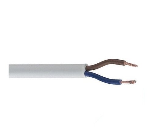 Aansluitsnoer - per meter - 2x 0.75 mm2 met witte mantel plat - H03VVH2-F