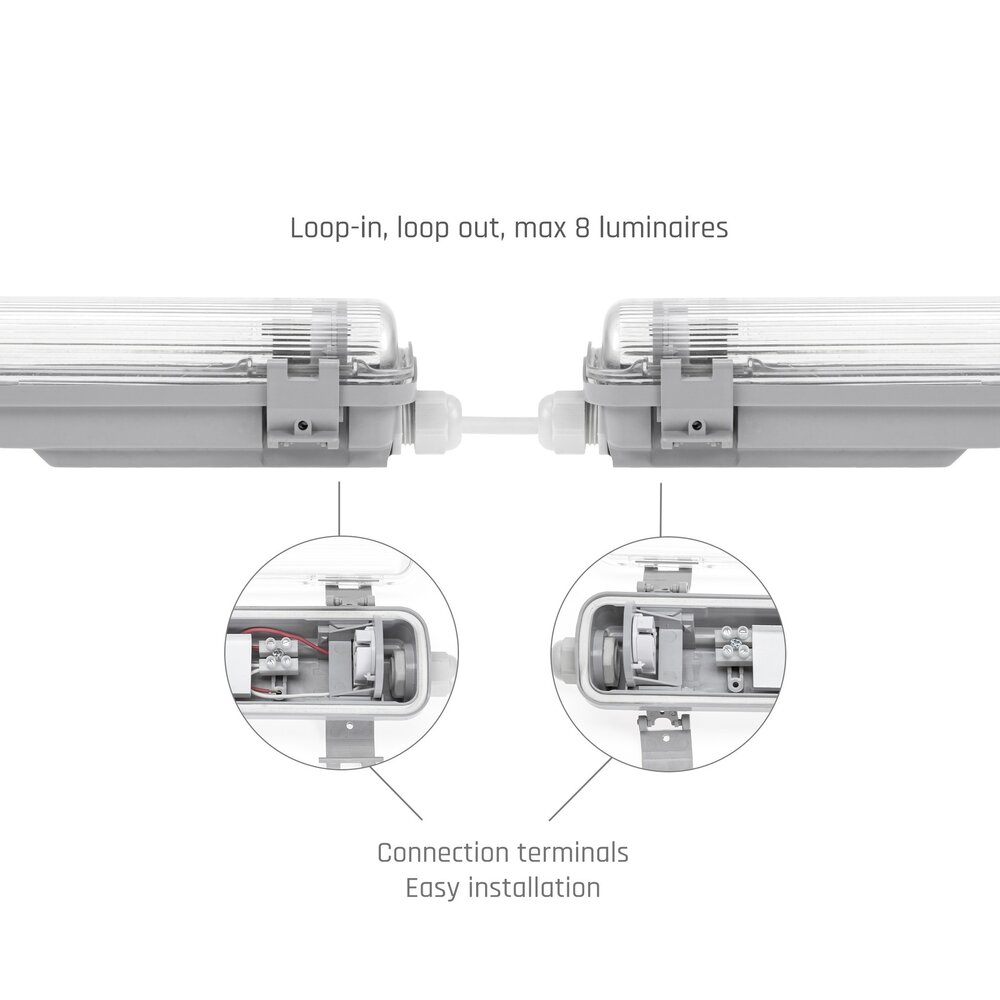 Spectrum voor de installateur LED TL buis armatuur - 120cm - Waterdicht IP65 - voor enkel LED TL buis