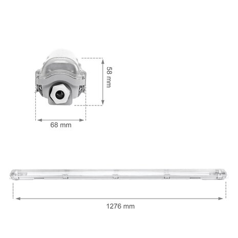 Spectrum voor de installateur LED TL buis armatuur - 120cm - Waterdicht IP65 - voor enkel LED TL buis