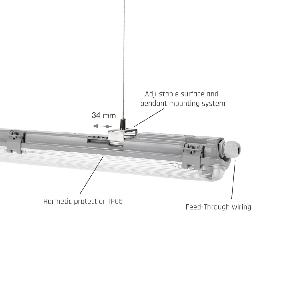 Spectrum voor de installateur LED TL buis armatuur - 120cm - Waterdicht IP65 - voor enkel LED TL buis