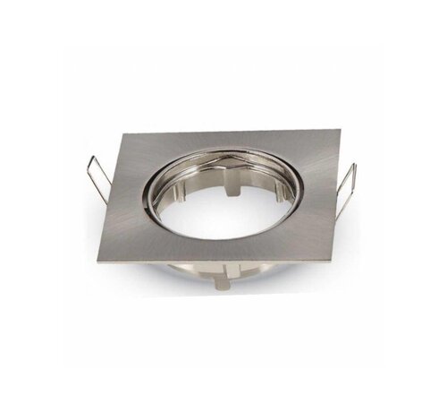 Inbouwspot vierkant - geborsteld staal - kantelbaar - zaagmaat 74mm - buitenmaat 82mm