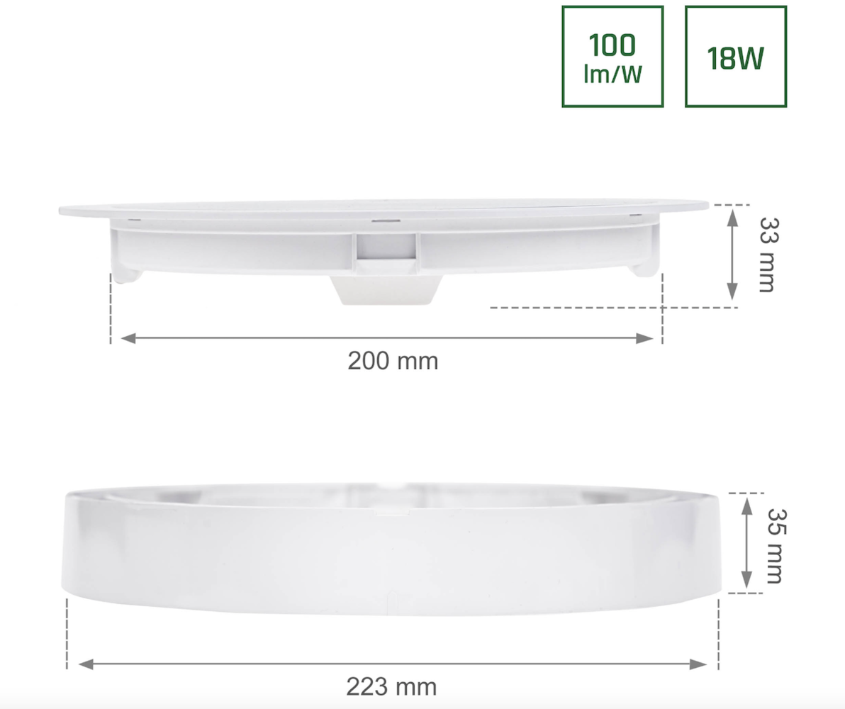 Spectrum voor de installateur LED plafonnière rond - 18W vervangt 105W - Lichtkleur optioneel