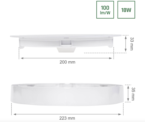 Spectrum voor de installateur LED plafonnière rond - 18W vervangt 105W - Lichtkleur optioneel