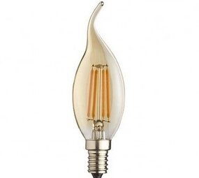 LCB LED Europe  LED Filament lamp dimbaar - E14 Fitting  - Kaars Vlam Amber glas C37 - 4W 340Lm - 2200K extra warm wit | Vervangt 40W