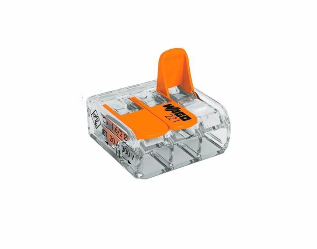 WAGO 3-Voudige Wago Verbindingsklem - 0.5-4mm² Soepel en massief | 50 stuks - Type 221-413