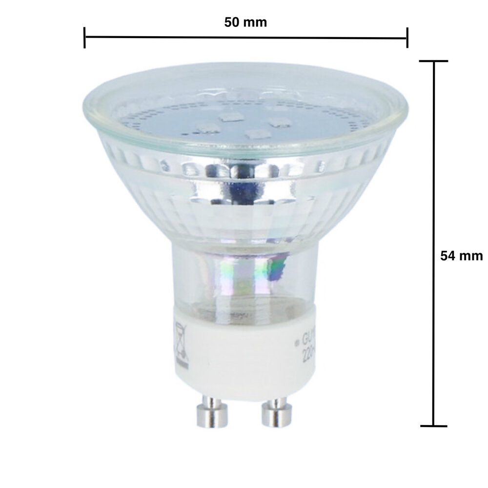 LED spot GU10 - 1W - 4000K helder wit licht - vervangt 10W - Glazen behuizing LED spot GU10 - 1W - 4000K helder wit licht - vervangt 10W - Glazen behuizing