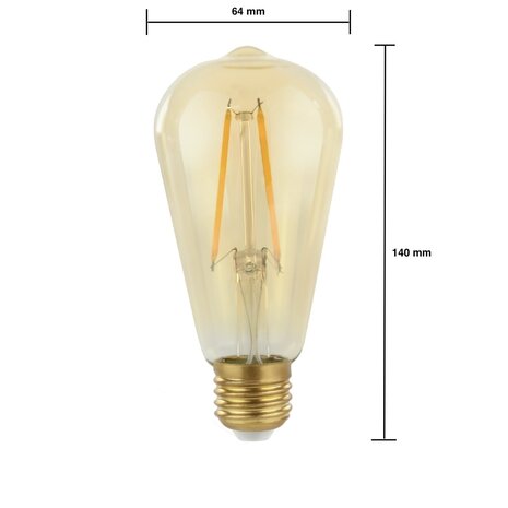 Spectrum voor de installateur LED Filament lamp E27 - ST64 - 2W vervangt 25W - 2500K extra warm wit licht - Tall