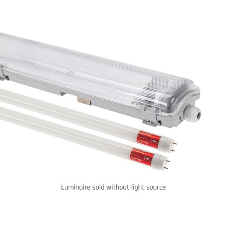 Spectrum voor de installateur LED TL buis armatuur - 60cm - Waterdicht IP65 - voor dubbele LED TL buis - Doorkoppelbaar