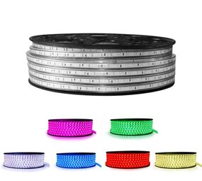 LED RGB lichtslang plat - 5 meter - Bediening optioneel - werkt direct op 230V
