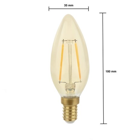 Spectrum voor de installateur: Betaalbare kwaliteit en veelzijdige LED-oplossingen LED filament lamp - E14 fitting C35 - 2W vervangt 25W - 2400K extra warm wit licht