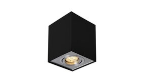 Spectrum LED plafondspot - Cube vierkant -  Zwart Zilver -  met GU10 fitting - kantelbaar - excl. LED spot
