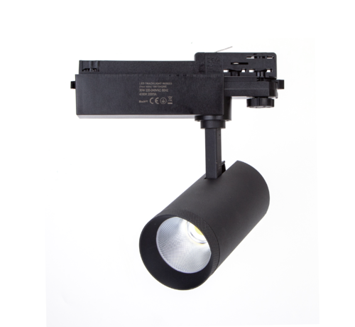 ACTIE! LED Railspot Mat Zwart- 3-Fase universeel - 30W 3000lm - 4000K helder wit licht - 3 jaar garantie