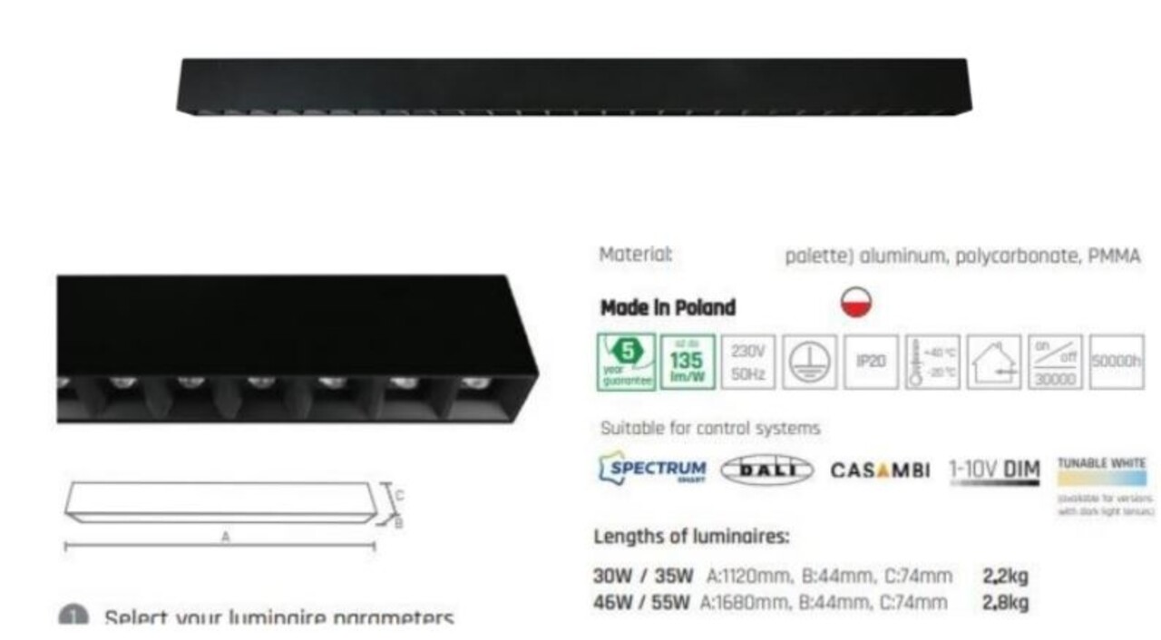Spectrum LED Linair - Inspire one - Dark light - Black on Black