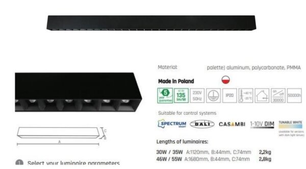 Spectrum LED Linair - Inspire one - Dark light - Black on Black
