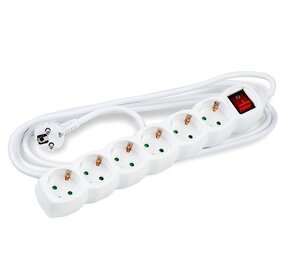 Stekkerdoos 6-voudig met aan- uitschakelaar- Lengte snoer optioneel