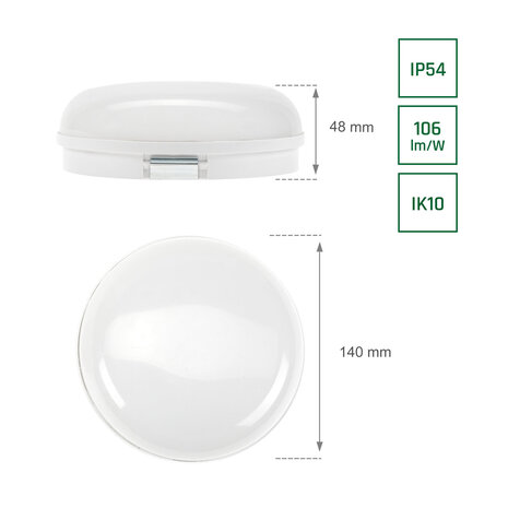 Spectrum LED opbouwlamp Rond - 8W 4000K - IP54 spatwaterdicht