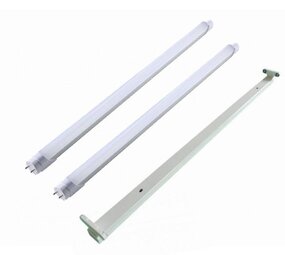 LED TL armatuur 60cm + 2 LED TL buizen 10W p/s - 4000K 840 helder wit licht - Compleet