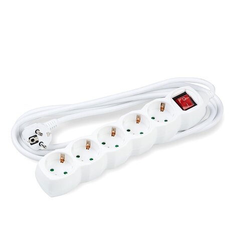 LCB LED Stekkerdoos 5-voudig met aan- uitschakelaar - Lengte snoer optioneel