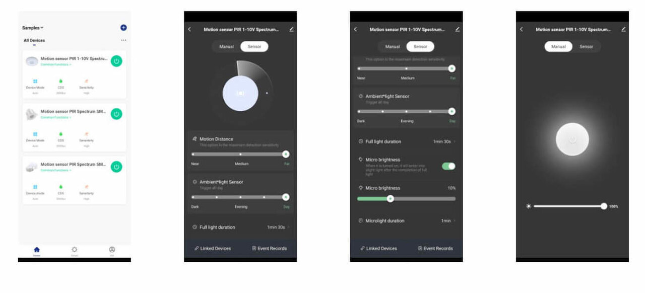 Spectrum voor de installateur Smart WiFi Sensor IP20 - PIR Sensor Aanwezigheids en Lux detectie - Opbouw 1-10v Dimbaar - MAX  2000W 8m range