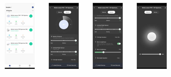 Spectrum voor de installateur Smart WiFi Sensor IP20 - PIR Sensor Aanwezigheids en Lux detectie - Opbouw 1-10v Dimbaar - MAX  2000W 8m range