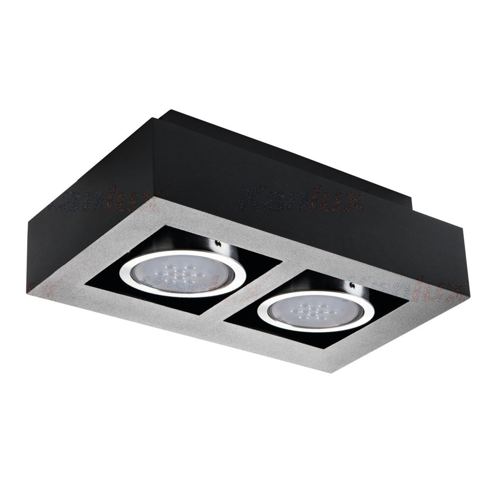 Kanlux LED Plafondspot STOBI - 2*GU10 AR111 - excl. LED spot - Zwart vierkant Kanlux LED Plafondspot STOBI - 2*GU10 AR111 - excl. LED spot - Zwart vierkant