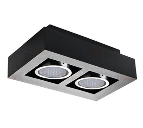 Kanlux LED Plafondspot STOBI - 2*GU10 AR111 - excl. LED spot - Zwart vierkant