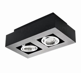 Kanlux LED GU10 plafondspot armatuur zwart - Dubbelvoudig voor 2 LED GU10 spots  - Excl. LED spots