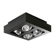 LED GU10 plafondspot armatuur zwart - Viervoudig voor 4 LED GU10 spots