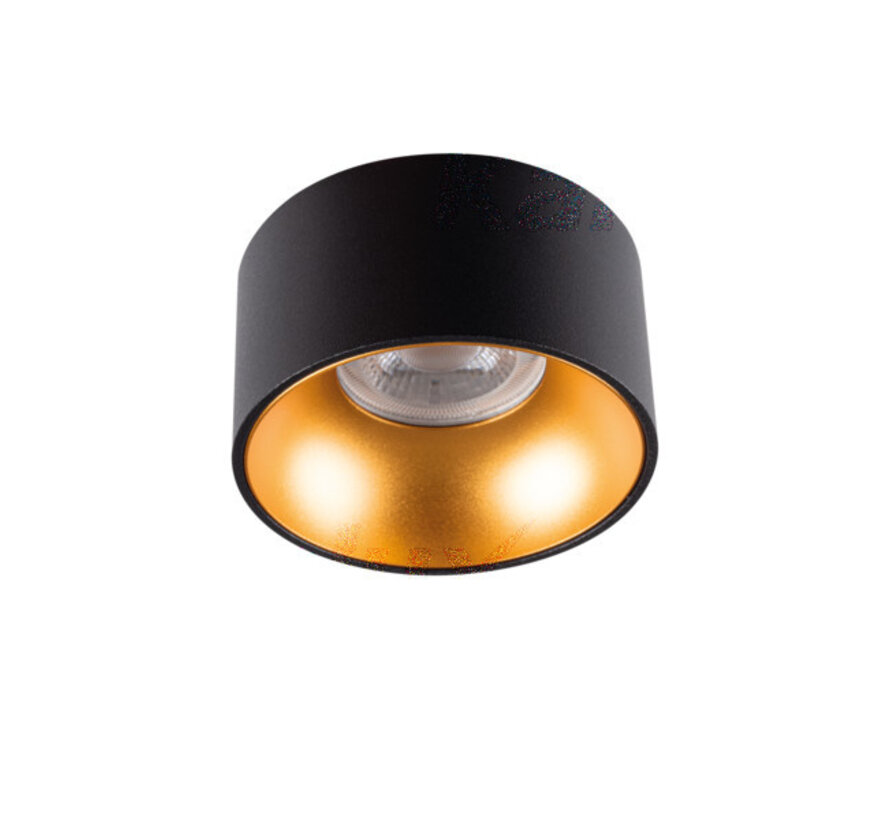 LED GU10 plafondspot zwart goud rond - Enkelvoudig voor 1 LED GU10 spot - Excl. lichtbron