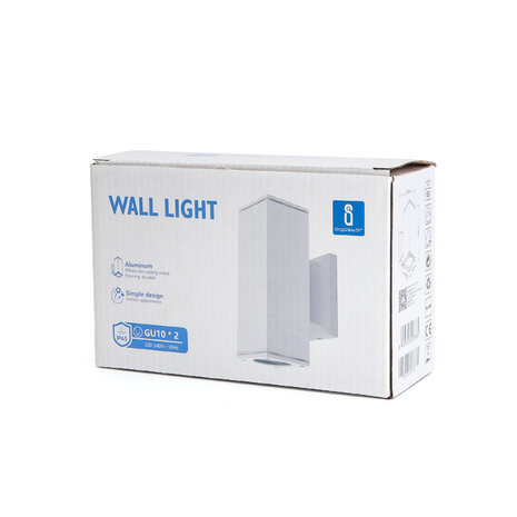 Aigostar LED GU10 vierkante wandlamp wit IP65 Dubbelvoudig voor 2 LED GU10 spots