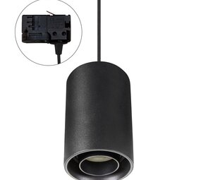 Spectrum voor de installateur 3-Fase Railspot Hanglamp GU10 Fitting | Chloe Tube Mini Zwart - 80x120mm - pendel 1 Meter