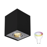 Spectrum voor de installateur WiFi LED plafondspot - Cube vierkant -  Zwart Zilver - Bediening met de app - kantelbaar