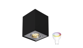 Spectrum voor de installateur WiFi LED plafondspot - Cube vierkant -  Zwart Zilver - Bediening met de app - kantelbaar