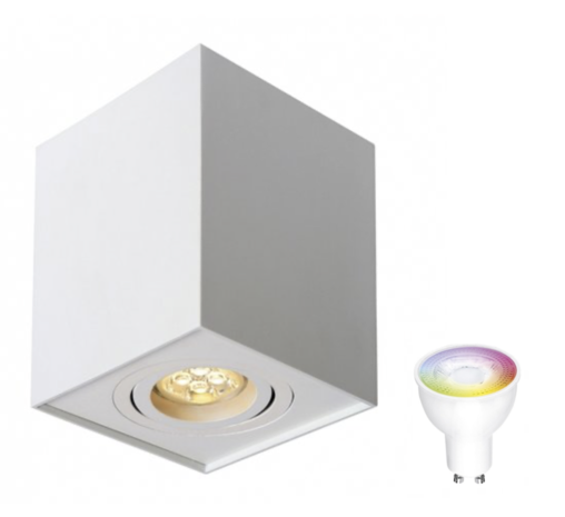 Spectrum voor de installateur: Betaalbare kwaliteit en veelzijdige LED-oplossingen WiFi LED plafondspot - Cube Mat Zwart 95x95x138 mm - Bediening via de app