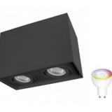 Spectrum voor de installateur WiFi LED plafondspot dubbel kantelbaar - Cube Zwart - Bediening via de app