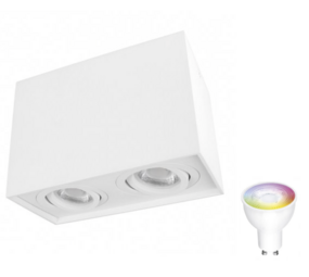 Spectrum voor de installateur WiFi LED plafondspot dubbel kantelbaar - Cube Wit - Bediening via de app