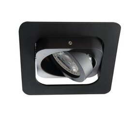 Kanlux LED GU10 inbouwspot zwart - Dubbelvoudig kantelbaar - Zaagtmaat 80x80 mm