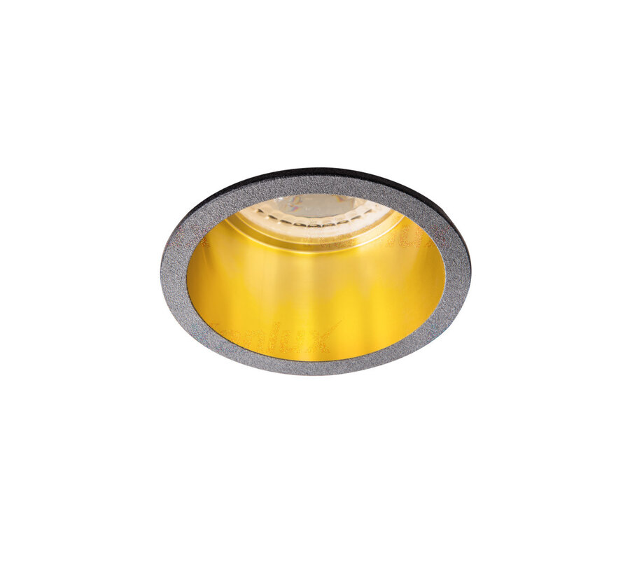 LED GU10 inbouwspot zwart-goud rond - Enkelvoudig voor 1 LED GU10 spot