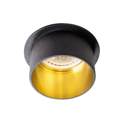 LED GU10 inbouwspot zwart-goud rond - Enkelvoudig voor 1 LED GU10 spot