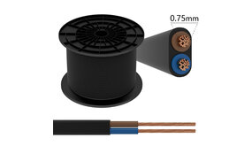 Aigostar Aansluitsnoer - 100m - 2x 0.75mm2 met zwarte mantel plat - H03VVH2-F 2G0.75 Aigostar Aansluitsnoer - 100m - 2x 0.75mm2 met zwarte mantel plat - H03VVH2-F 2G0.75