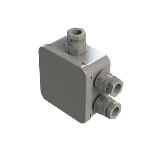Kabeldoos Grijs IP54 - 220-C - 80 x 80 x 50 mm - Incl. 3 kabelwartels PG-16 3 wartelmoeren PG-16 Kabeldoos Grijs IP54 - 220-C - 80 x 80 x 50 mm - Incl. 3 kabelwartels PG-16 3 wartelmoeren PG-16