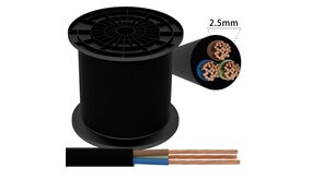 Aigostar Aansluitsnoer - 50m - 3x 2.5mm2 met zwarte mantel plat - H03VVH2-F 3G2.5 Aigostar Aansluitsnoer - 50m - 3x 2.5mm2 met zwarte mantel plat - H03VVH2-F 3G2.5